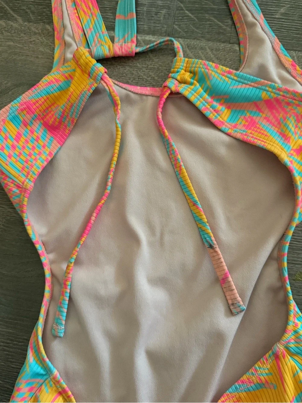 art class Neon Pink, Yellow & Aqua Stripe Swimsuit